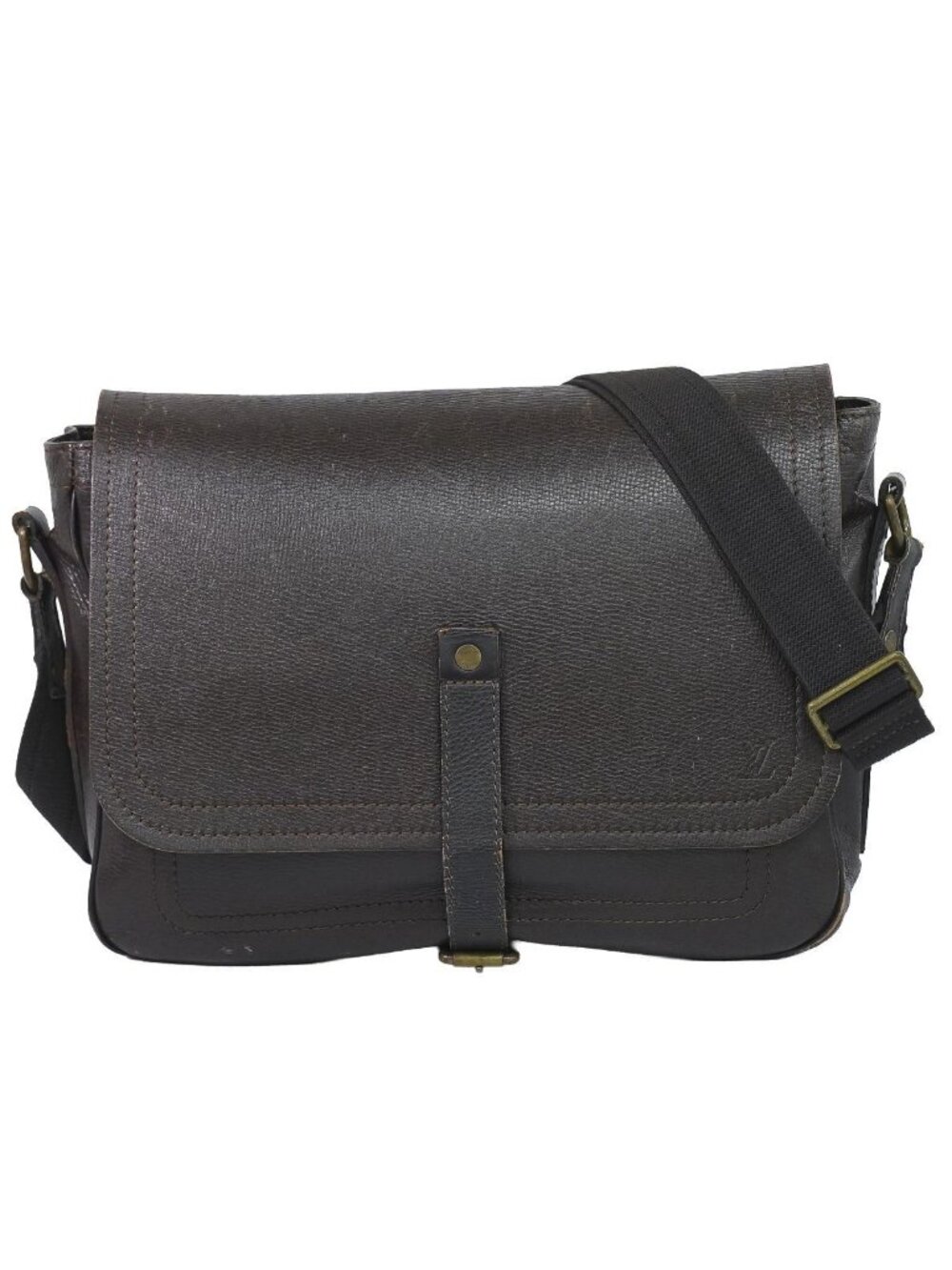 Louis Vuitton LV Omaha Utah Leather Shoulder Bag Cafe Dark Brown